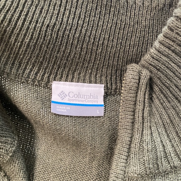 Columbia Mens Mock Neck 1/4 Zip Pullover Sweater, Olive Green, Knit Long Sleeve - Picture 5 of 9